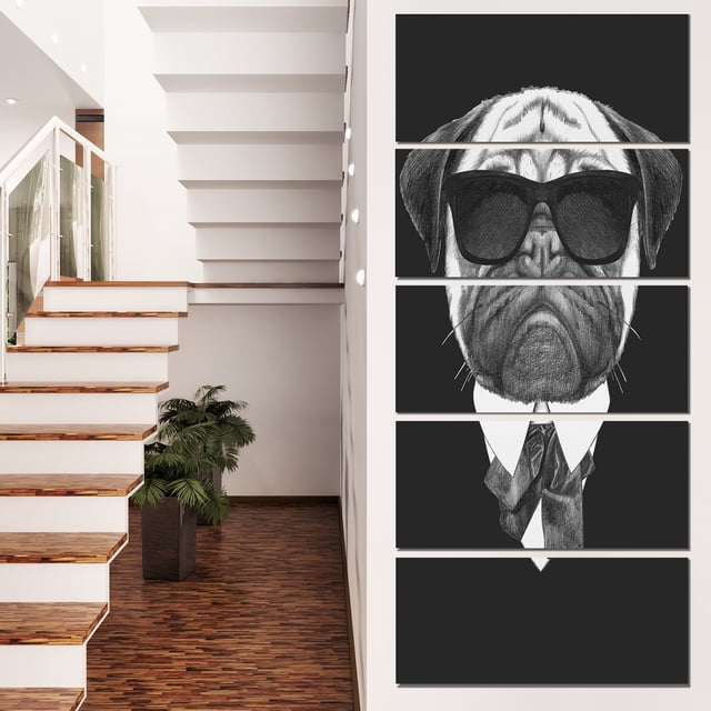 Pug Portrait de Chien en Costume - Impression sur Toile d'Animal