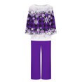 thumbnail image 5 of Pisexur Pyjama de Noël pour Femmes Ensemble Deux Pièces Tendance des Fêtes Imprimé Flocon de Neige Pyjamas de Noël Décontractés Manches Longues Col Rond Hauts Pantalons de Pyjama Tenue de Nuit, 5 of 5