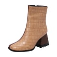 thumbnail image 2 of Cameland Large Women's Punk High Heel Rectangle Toe Thick Heel Zipper Contrast Mart Short Boots, 2 of 4