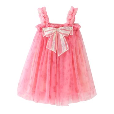Pisexur Robe Princess pour Bébés Filles Robe en Tulle à Étages Robe pour Tout-Petits Enfants Papillon Sans Manches Nœud Robe d'Été Princess Robe Tutu de Fête d'Anniversaire