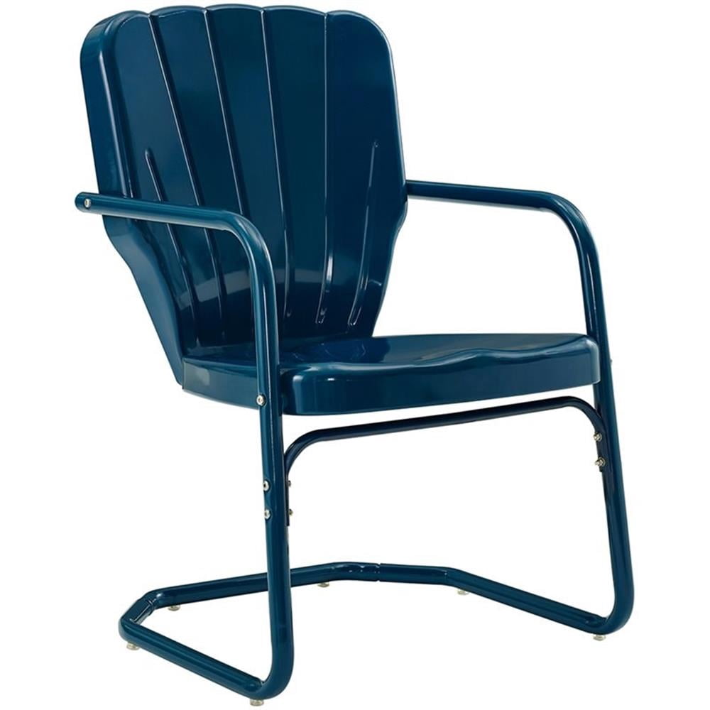 Crosley Furniture Ridgeland Metal Patio Chair in Navy (Set of 2)