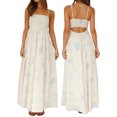 thumbnail image 2 of Gupgi Robe Camisole Bohème pour Femmes Sans Manches à Bretelles Spaghetti avec Découpe au Dos Longue Robe Graphique Fluide pour la Plage, 2 of 9