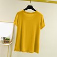 thumbnail image 4 of Weiqiqre T-Shirt à Col Rond pour Femme à Manches Courtes Ajusté T-Shirt Mince Uni Haut de Pyjama Pyjama à Manches Courtes, 4 of 8