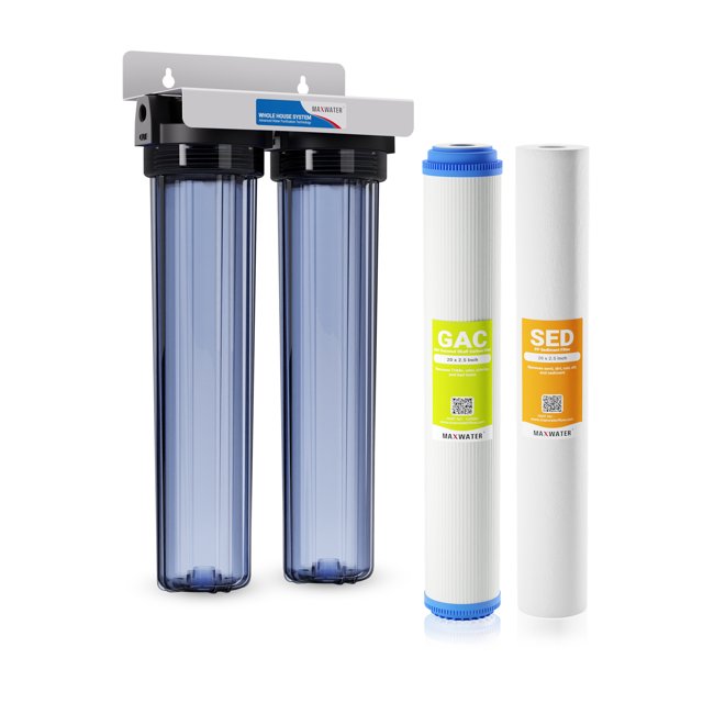 Max Water 2 Stage All Clear Whole House (20 x 2.5 Inch), Water Filtration System - Sediment + GAC
