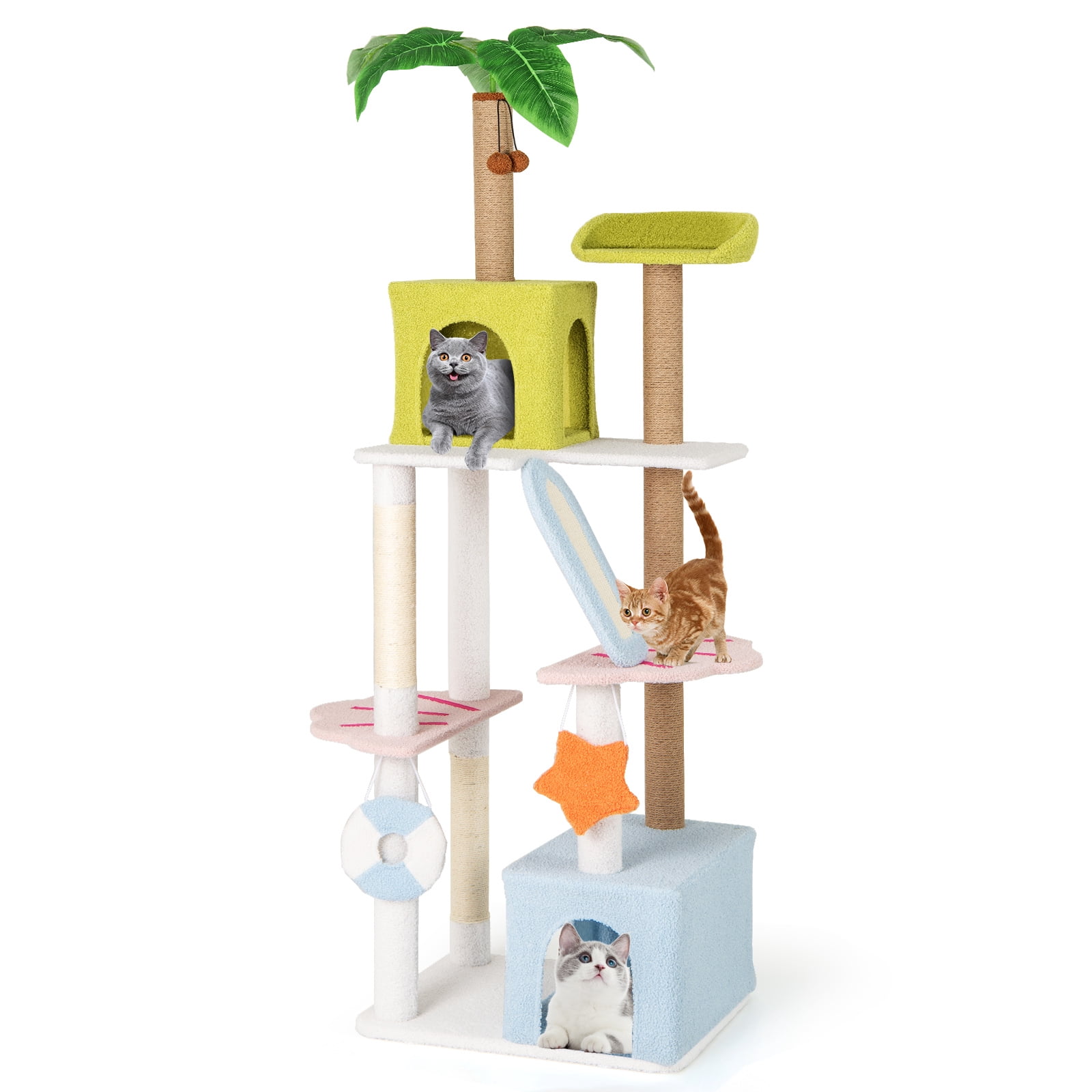 Gymax 71'' Large Cat Tree Multi-level Cat Tower Furniture w/ Scratching Ramp