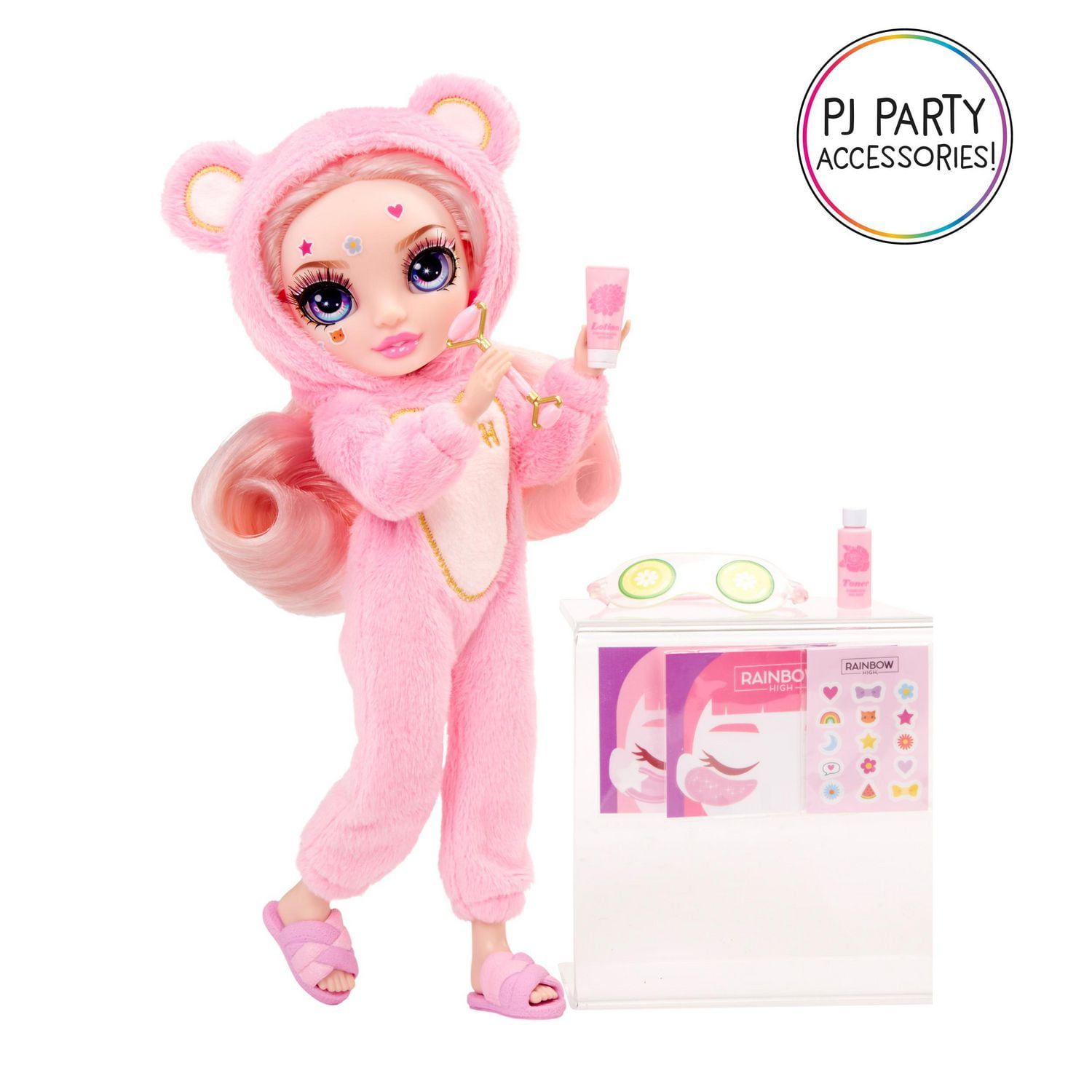 Soirée pyjama Rainbow High Jr High – Poupée articulée Bella (rose) de 9 po (23 cm)
