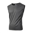 thumbnail image 2 of BADHUB Mens Workout Hooded Tank Tops Drawstring Muscle Stretch Sleeveless Solid Color Shirts Loose Gym Vest Clearance Gray XL, 2 of 7