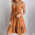 thumbnail image 2 of Kyusrd Robes d'Été à Bretelles pour Femmes 2025 Sans Manches à Col en V Mini Robe Chemise Décontractée Taille Haute Plissée Bohème à Volants Ligne A Robes d'Été, 2 of 9