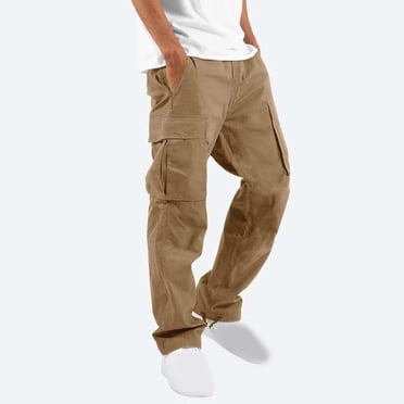 Aqestyerly Men's Straight Fit Cargo Pants Outdoor Trousers Multiple Pockets Casual Fitness Wear HWRETIE