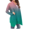 thumbnail image 3 of Yuyuzo Long Cardigan for Women Gradient Color Open Front Draped Tops Fall Winter Casual Cardigan, 3 of 5
