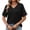 Black, variant on vdgthytj Summer Tops for Women Hollow out Short Sleeve V-Neck Blouses Loose Fitted Casual Dressy Tunic