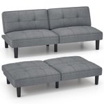 Costway Convertible Folding Futon Sofa Bed with 6-Position Adjustable Backrest  Cushion