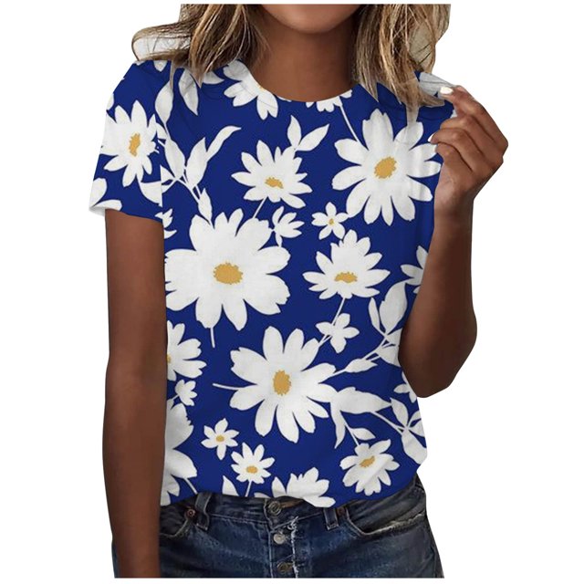 Birdeem Femmes Surdimensionné Été Décontracté Manches Courtes Col Rond Manches Imprimées Hauts Blouse Ample