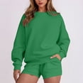 thumbnail image 2 of HAiming Ensemble 2 Pcs pour Femmes Chandail Col Rond Chandails en Molleton et Shorts Surdimensionnés Amples, 2 of 5