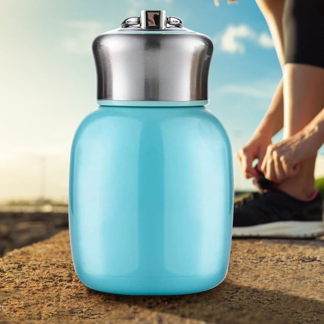 Oleegame 1PC Glass Bottle 200ML Stainless Steel Portable Cold And Hot Water Bottle Mini Size Vacuum Cold And Hot Water Bottle Pocket Cold And Hot Water Bottle Blue