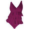 thumbnail image 4 of Duoif Maillot de Bain une Pièce pour Femme, Maillot de Bain pour Femme à Volants, Maillot Gainant Couvrant, Robe de Bain Rétro, Tenue de Bain, Maillots de Bain pour Femme, Maillots Gainants pour Femme, Bourgogne P, 4 of 4