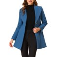 thumbnail image 1 of INSPIRE CHIC Women's Lapel Collar Buttoned Outwear Elegant Work Notch Trench Winter Coat S Grey Blue, 1 of 6