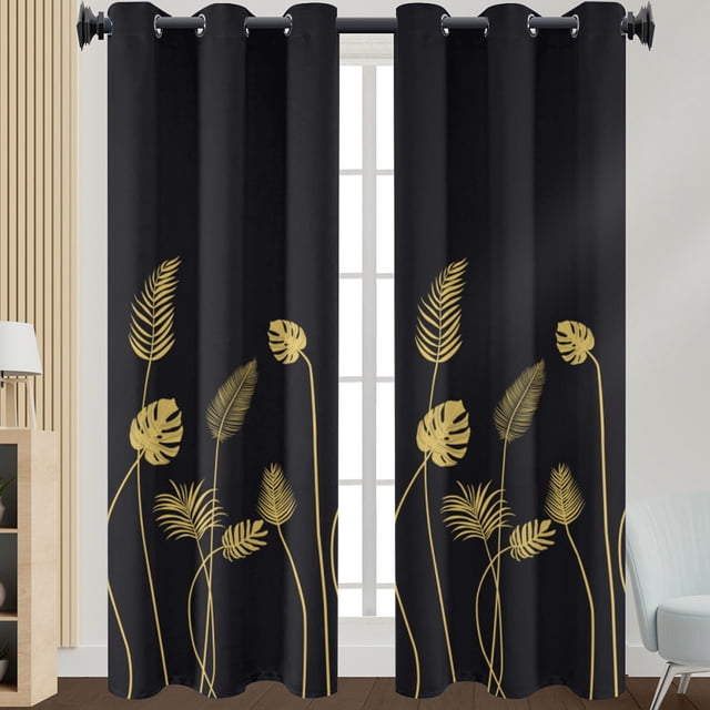 Innerwin Rideaux Semi-Transparents pour Fenêtre à Oeillets Longs Rideaux Filtrant la Lumière Lin de Luxe Texturé Traitements d'Intimité Noir L : 52"x H:63 Pouces