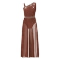 thumbnail image 3 of LiiYii Robe de Danse Lyrique pour Filles Ballet Patinage Artistique Longue Robe Justaucorps de Gymnastique Sans Manches Brun 12, 3 of 8
