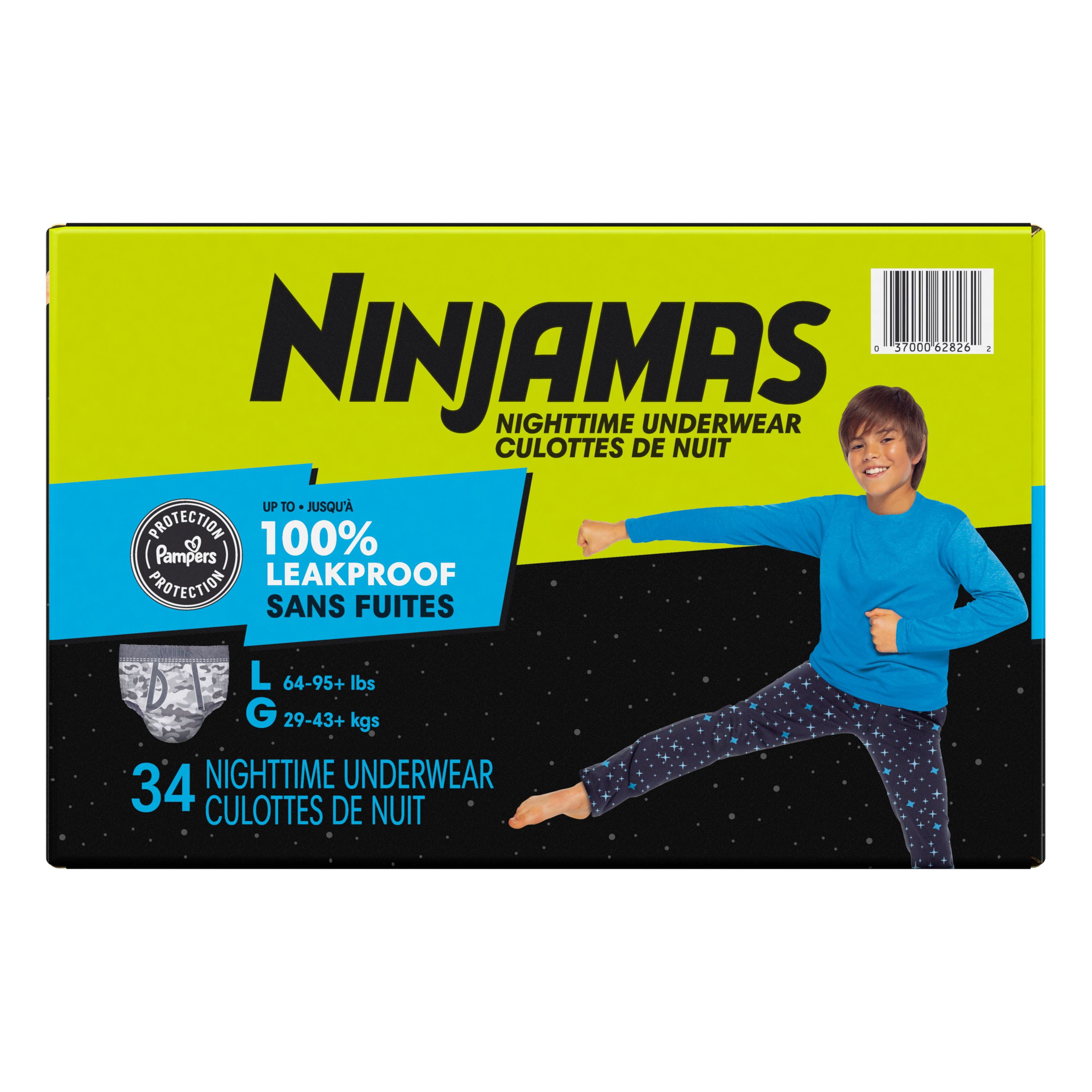Ninjamas sous-Vêtements de Nuit pour Garçons contre l'Énurésie, Taille g (64-95+ lbs)