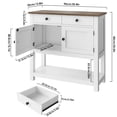 thumbnail image 4 of Homfa Table Console Style Ferme avec 2 Tiroirs et Portes, Table de Sofa avec Armoire de Rangement et Tablette Ouverte pour Salon et Entrée, Blanc et Brun Rustique, 4 of 7