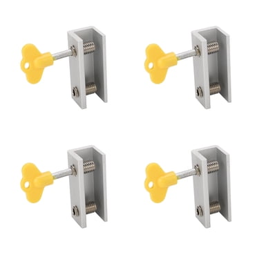 Sliding Door Lock, 2 Fixing Holes 4Set Reusable Sliver Window Lock Security Stopper Easy Installation With Protective Pad For Office