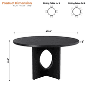 AKDSteel 47" Round Dining Table For 4–6, Space-Saving Kitchen Table With Sturdy Pedestal Base For Dining Room Or Apartment