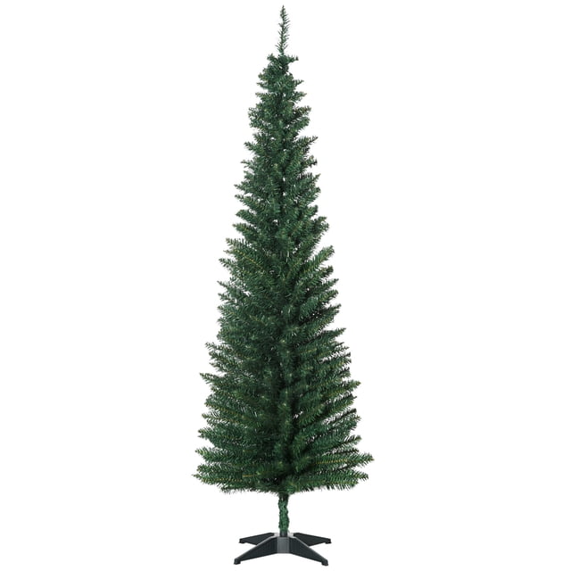 HOMCOM 6' Artificial Christmas Tree Xmas Slim Tree Holiday Décor, Green