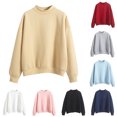 thumbnail image 1 of XZNGL Casual Long Sleeve Turtleneck Sweatshirt for Women, 100% Polyester, Loose Fit, Solid Color, Spring Winter Wear, Ribbed Neckband, Machine Washable, 1 of 4