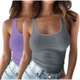 thumbnail image 1 of Yuyuzo 2PC Plus Size Tank Tops for Women Ribbed Knit Slim Fitted Camis Sleeveless Base Layer T Shirts, 1 of 4