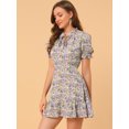 thumbnail image 2 of INSPIRE CHIC Women's Ruffle Floral Bow Tie Chiffon Puff Short Sleeve Summer Dress, 2 of 6