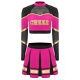 thumbnail image 3 of iiniim Costume de Cheerleading pour Femmes, Uniforme de Cheerleading 2 Pcs, Robe Crop Top avec Jupe Plissée Mini Rose Vif P, 3 of 5