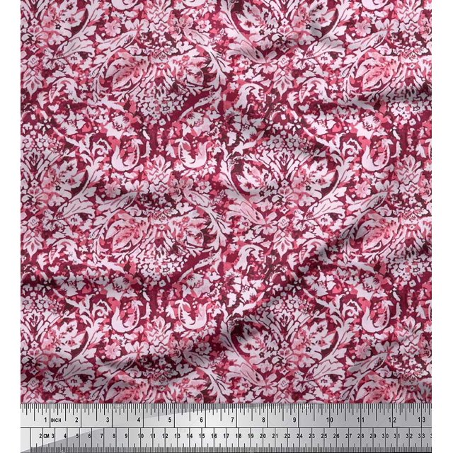 Soimoi Cotton Duck Fabric Leaves & Floral Batik Print Fabric by The Yard 56 Inch Wide
