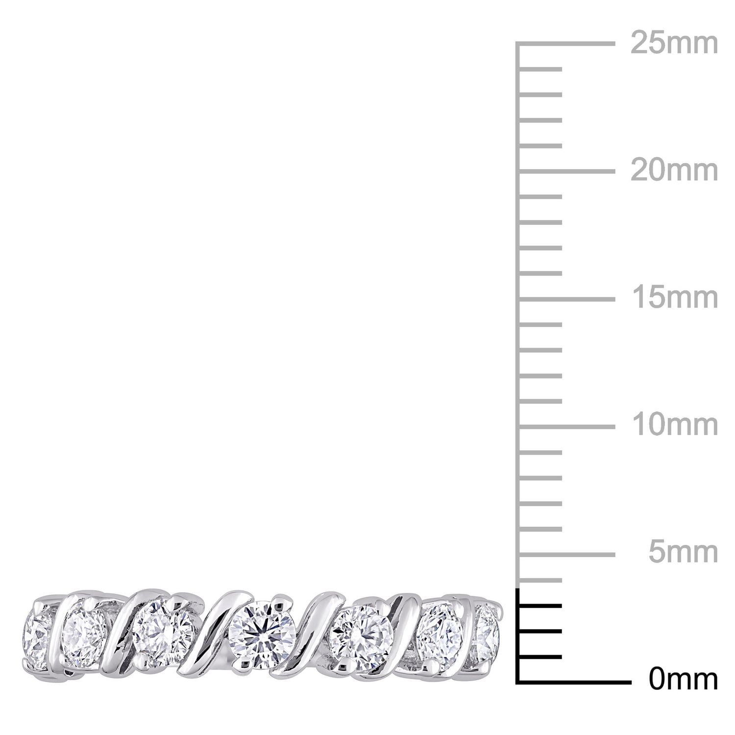 Miabella Bague semi-éternité vague en argent sterling avec moissanite 3/4 carat p.g.t.