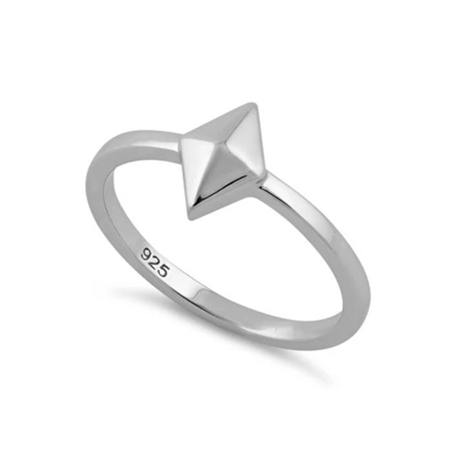 925 Argent Sterling Platine Plaqué Diamant Forme Femmes Bague