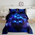 thumbnail image 2 of Gothi Sugar Skull Down Comforter Smog Skeleton Comforter Set King,Extoic Butterfly Painting Bedding Set Kids Goth Bone Quilt Set,Blue, 2 of 7