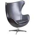 thumbnail image 1 of Gray Leather Egg Chair with Tilt-Lock Mechanism, 1 of 4