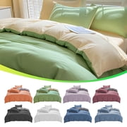 Sentmoon 4 Piece Bedding Set Solid Color Washed Cotton Duvet Cover Sheet Set Queen King Size 1.8m Bed 180x220cm Duvet Cover Pillowcase All Season Soft Comfortable Bedroom Linen