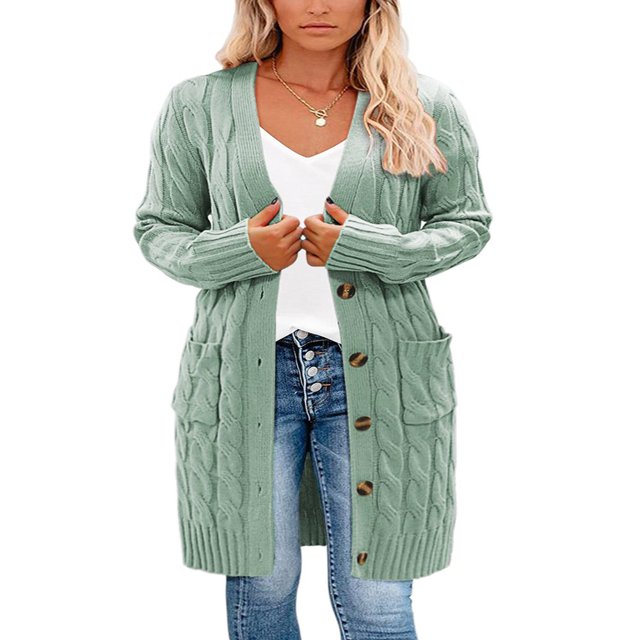 MesaSe Womens Long Sleeve Cable Knit Cardigan Sweaters Open Front Fall Outwear Coat