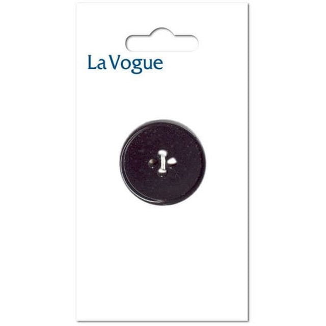 LA VOGUE 4-Hole Button, Black, 30 mm, displayed on white card with La Vogue logo, a round black sew-through button with four holes, ideal for sewing outerwear, bags, and home décor, compatible with hand or machine sewing.