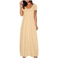 thumbnail image 1 of fatyb Robes Maxi pour Femmes Col Rond Manches Courtes Robes Décontractées Robes T-Shirt Amples pour Femmes P-5TG, 1 of 6
