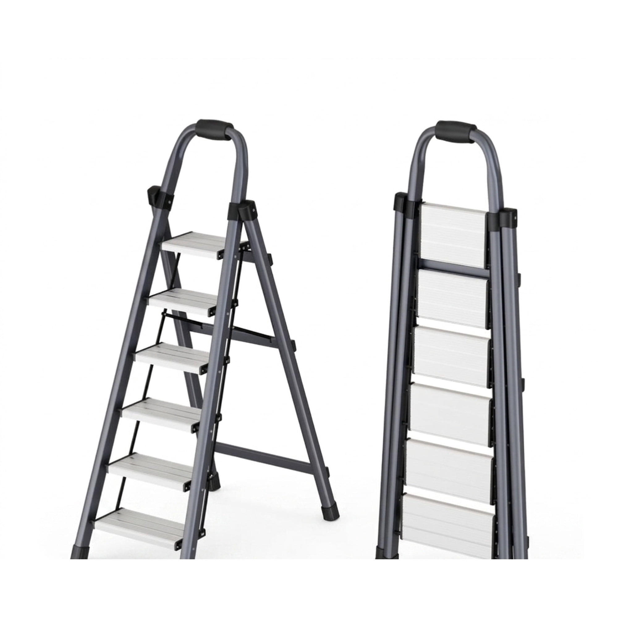 Intexca Grey Steel, Step Handrail, Wide Steps