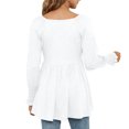 thumbnail image 4 of Qertyioot Hauts de Mode pour Femmes, Tunique Décontractée Aguichant à Manches Longues, Col en V, Manches Longues Bouffantes, 4 of 7