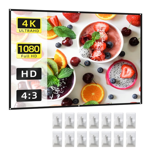 Yeacher 100 Inch Projector Screen 4:3 HD 4K Foldable Portable Double Sided Projection Anti-Crease Movie