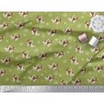 thumbnail image 2 of Soimoi Green Poly Georgette Fabric Bird,Paw & Cocker Spaniel Dog Printed Fabric 1 Yard 42 Inch Wide, 2 of 3