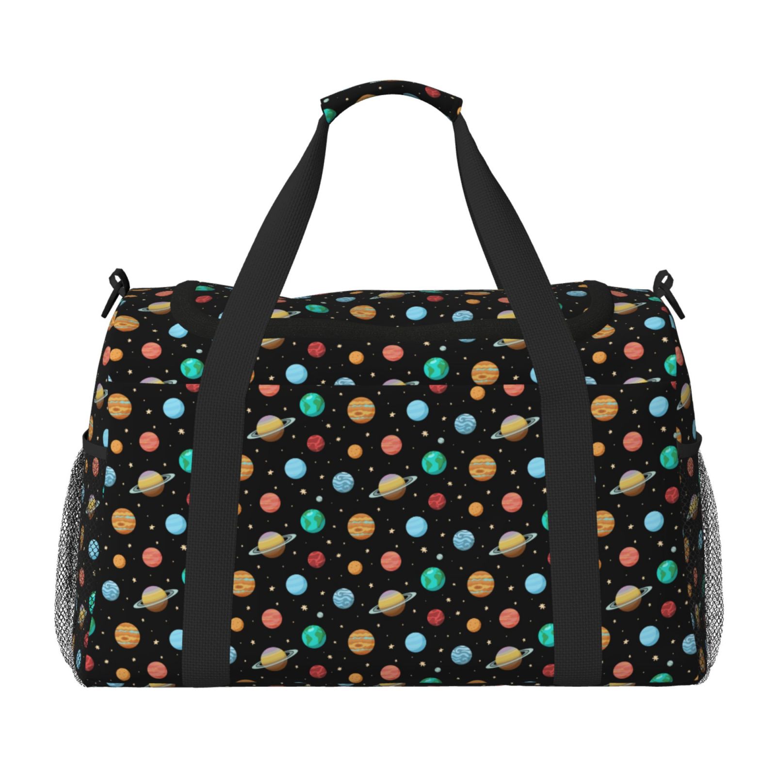 Vsdgher Solar System Planets Space Pattern Unisex Hand Travel Bag,Foldable Travel Duffel BagsTravel Essentials Sport Gym Bag,Overnight Travel Duffel Bag with Adjustable Strap