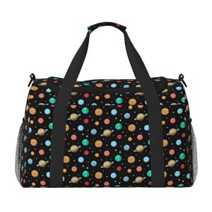 Vsdgher Planètes du système solaire Space Sac de voyage à main unisexe, Duffel de voyage pliable BagsTravel Sac de sport Essentials Sport Gym, Sac de voyage de nuit avec bracelet réglable