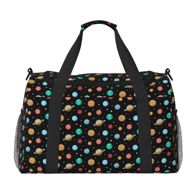 Vsdgher Solar System Planets Space Pattern Unisex Hand Travel Bag,Foldable Travel Duffel BagsTravel Essentials Sport Gym Bag,Overnight Travel Duffel Bag with Adjustable Strap