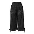 thumbnail image 4 of Snoarin Summer Plus Size Cargo Capris for Women Casual Pants With Eastic Waist, Solid Color Splashed Ink Print, Tie Dyed Ink, Seven Point Loose Wide Leg Pants Trousers for Women on Clearance, 4 of 4