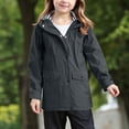 thumbnail image 4 of Imperméable pour Enfants Filles Léger à Fermeture Éclair Complète, Veste de Pluie à Boutons, Coupe-Vent Imperméable Style Preppy pour la Randonnée, 4 of 8